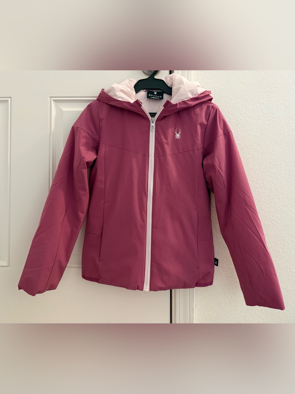Spyder Youth Girl’s Full Zip Hooded Superlite Jacket Pink Medium (10/12)